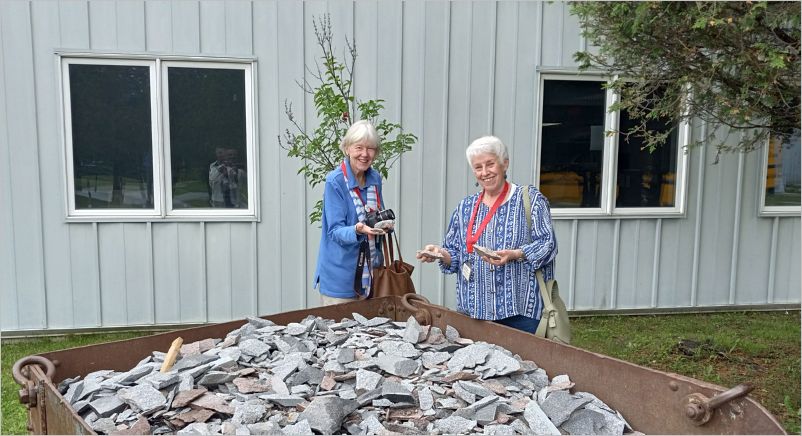 Melanie and Marnie at free rock pile outside the plant